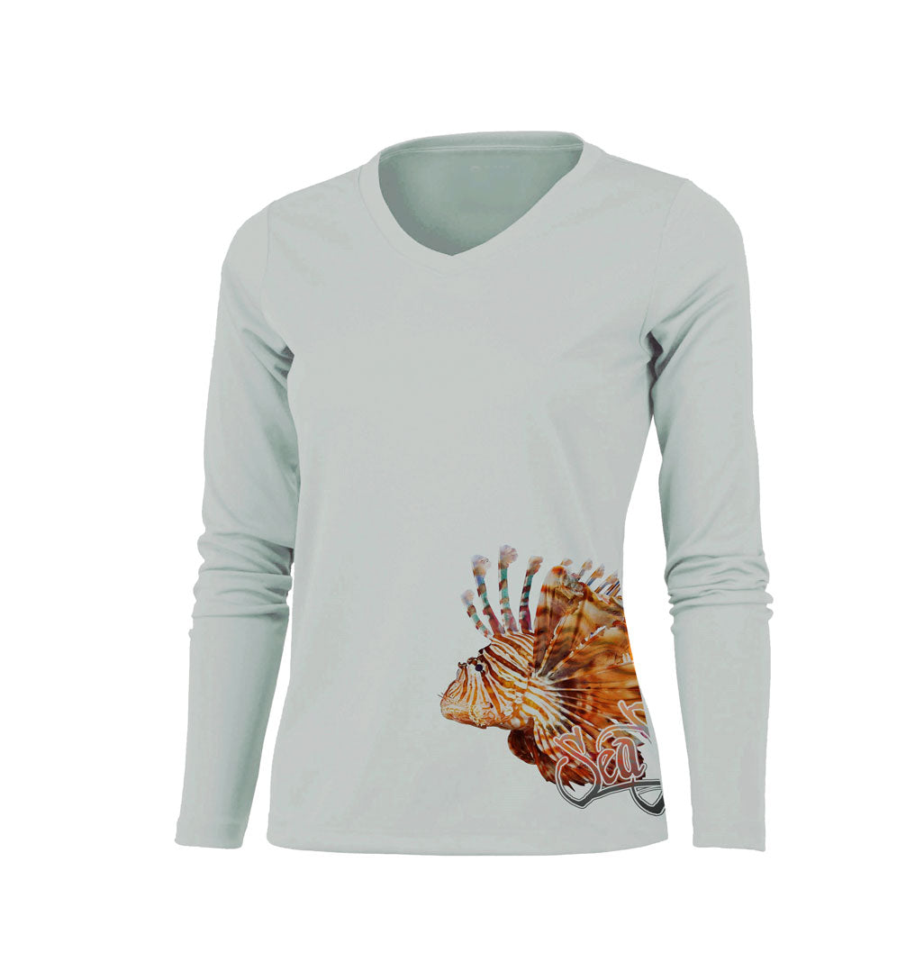 Lionfish (Side Wrap) Long Sleeve V-Neck Performance Tee