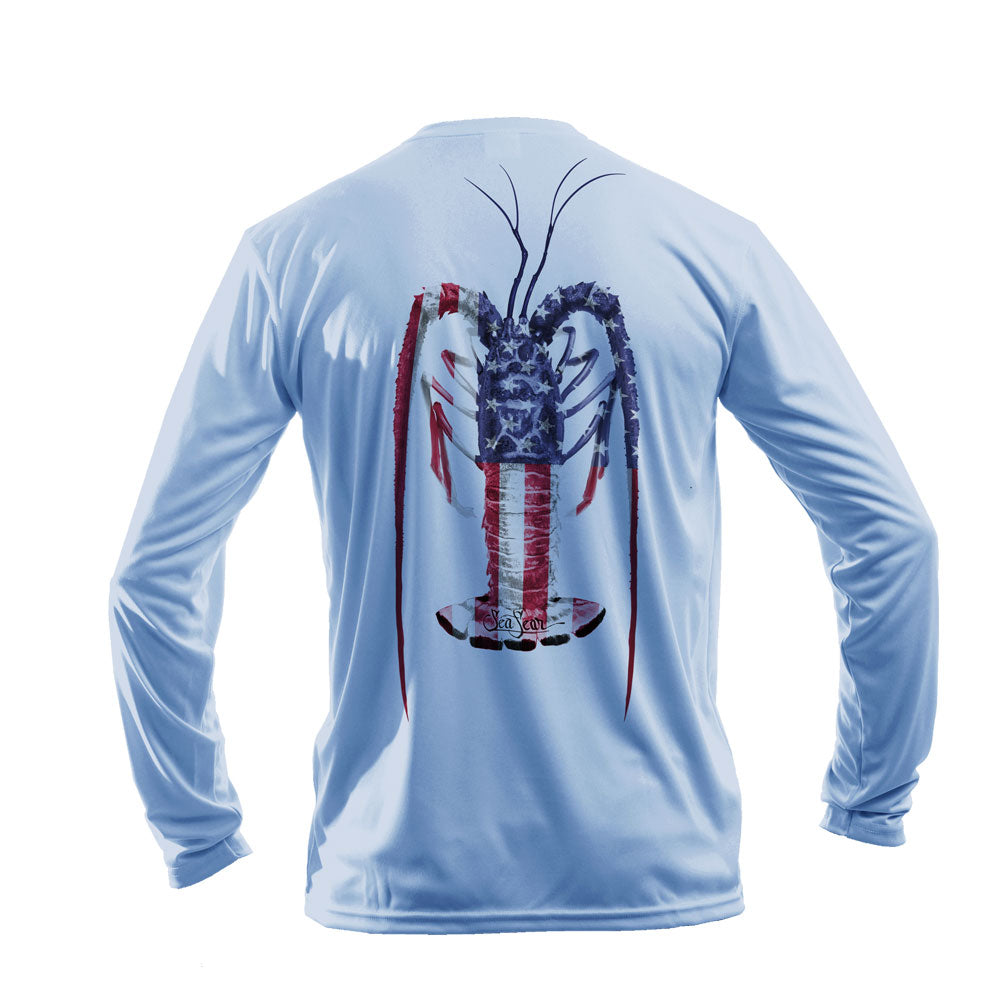 Lobster US Long Sleeve Performance Tee in Arctic Blue – Sea Fear UPF 50+ apparel