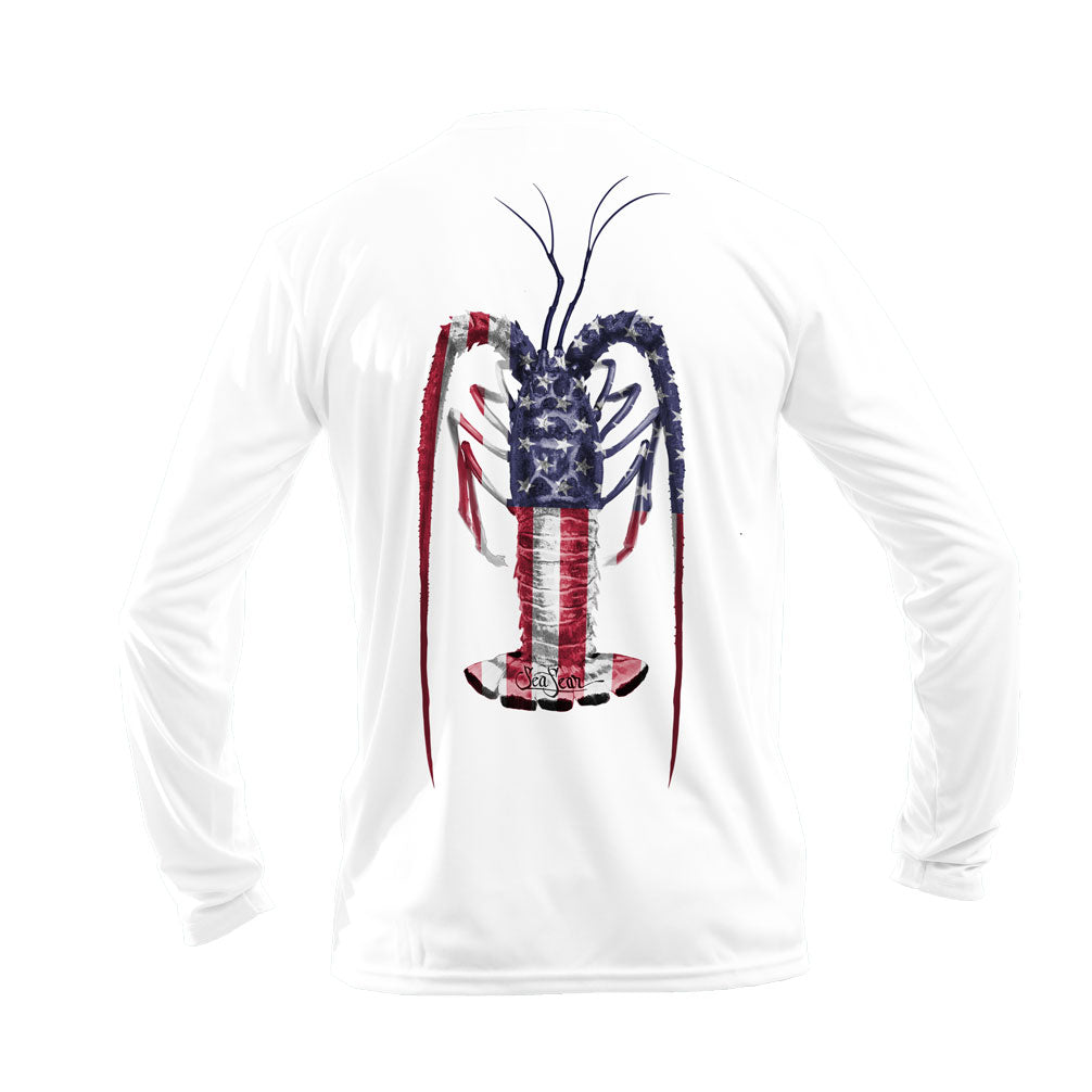 Lobster US Long Sleeve Performance Tee in White – Sea Fear UPF 50+ apparel