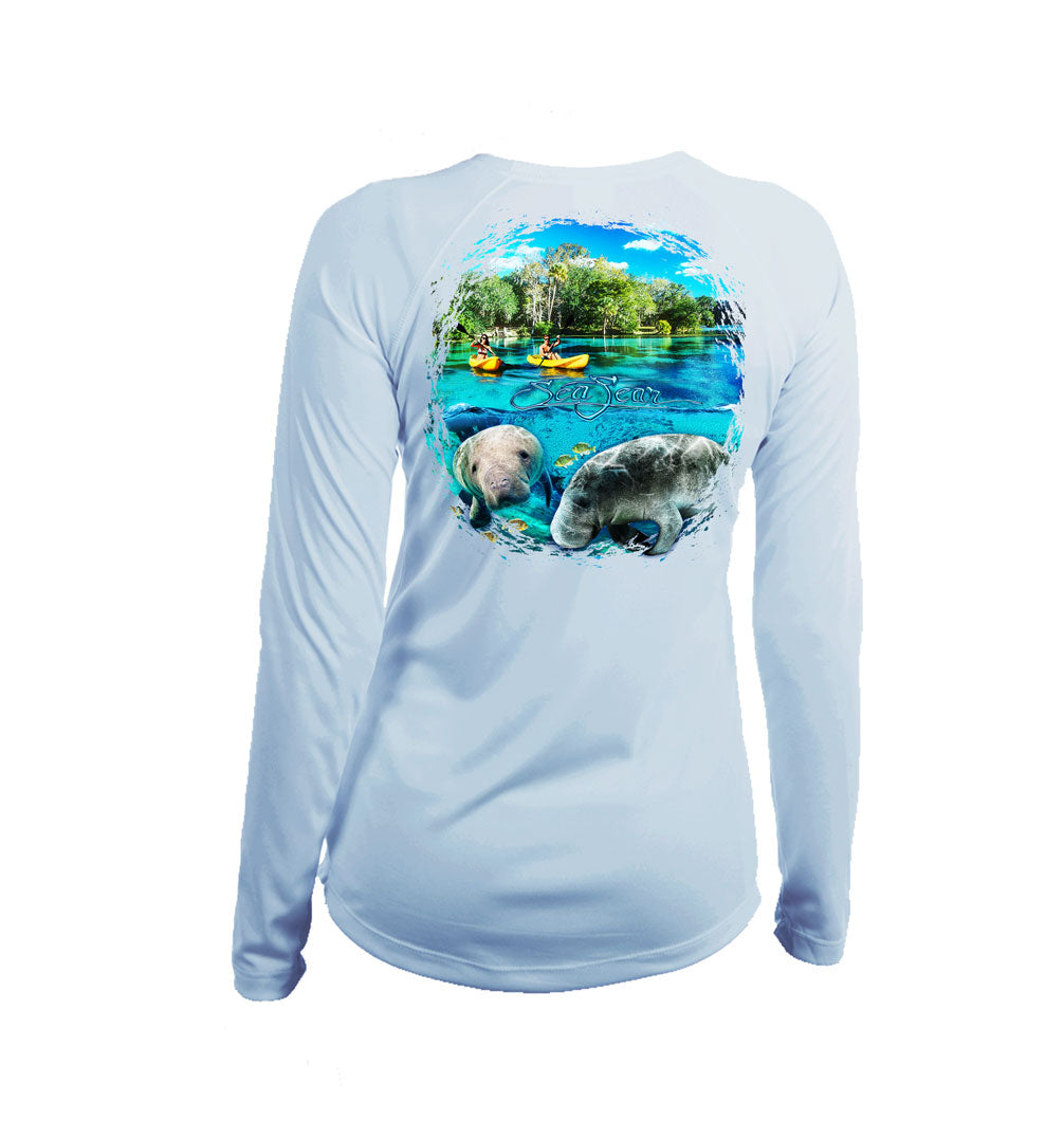 Manatee Kayak Long Sleeve V-Neck Performance Tee