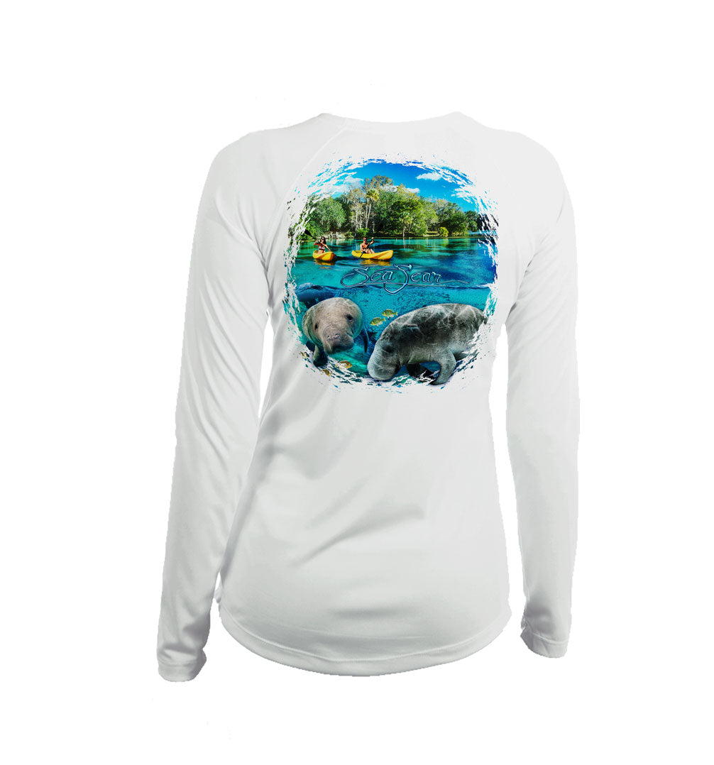 Manatee Kayak Long Sleeve V-Neck Performance Tee