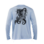 Mermaid Seahorse Long Sleeve Performance Tee in Arctic Blue – Sea Fear UPF 50+ apparel