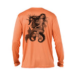 Mermaid Seahorse Long Sleeve Performance Tee in Citrus – Sea Fear UPF 50+ apparel