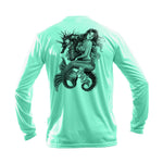 Mermaid Seahorse Long Sleeve Performance Tee in Sea Grass – Sea Fear UPF 50+ apparel