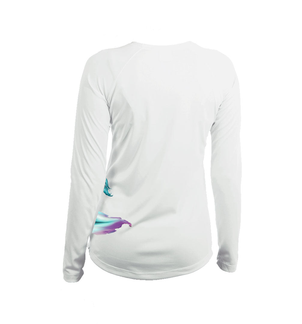 Mermaid Side Print Long Sleeve V-Neck Performance Tee