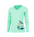 Mermaid Side Print Long Sleeve V-Neck Performance Tee