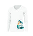 Mermaid Side Print Long Sleeve V-Neck Performance Tee