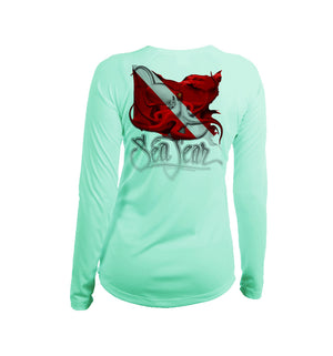 Octo Dive Flag Long Sleeve V-Neck Performance Tee