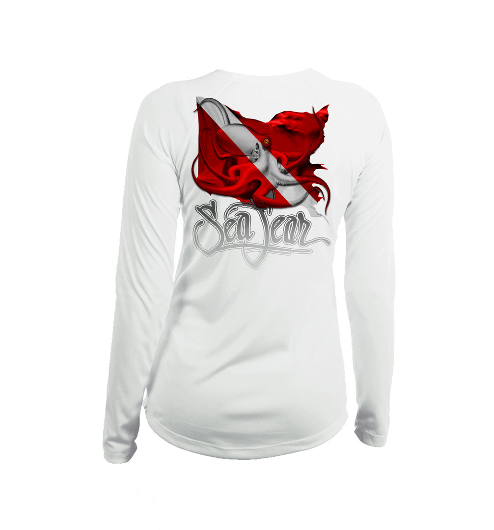 Octo Dive Flag Long Sleeve V-Neck Performance Tee