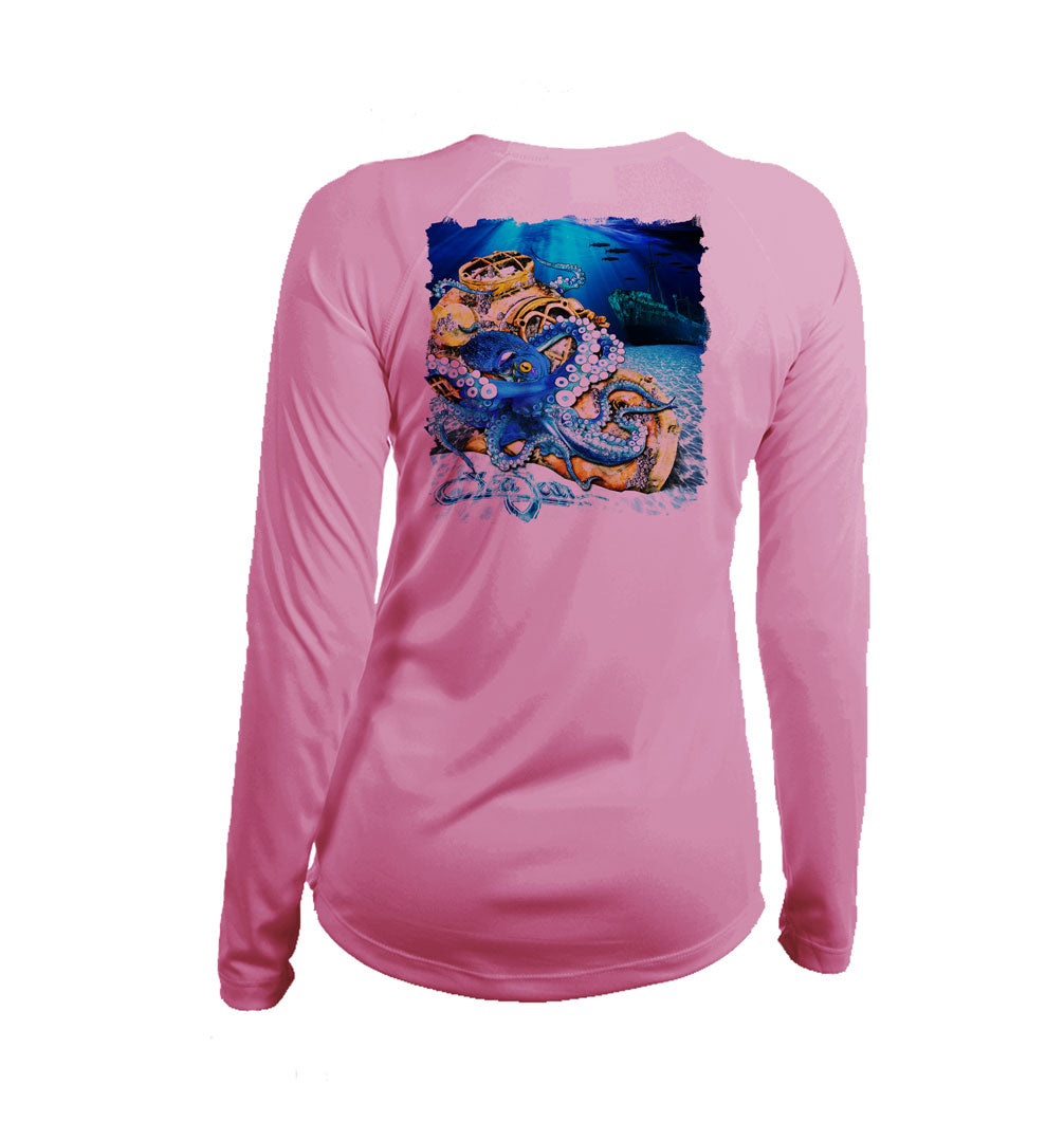 Octo Dive Helmet Long Sleeve V-Neck Performance Tee