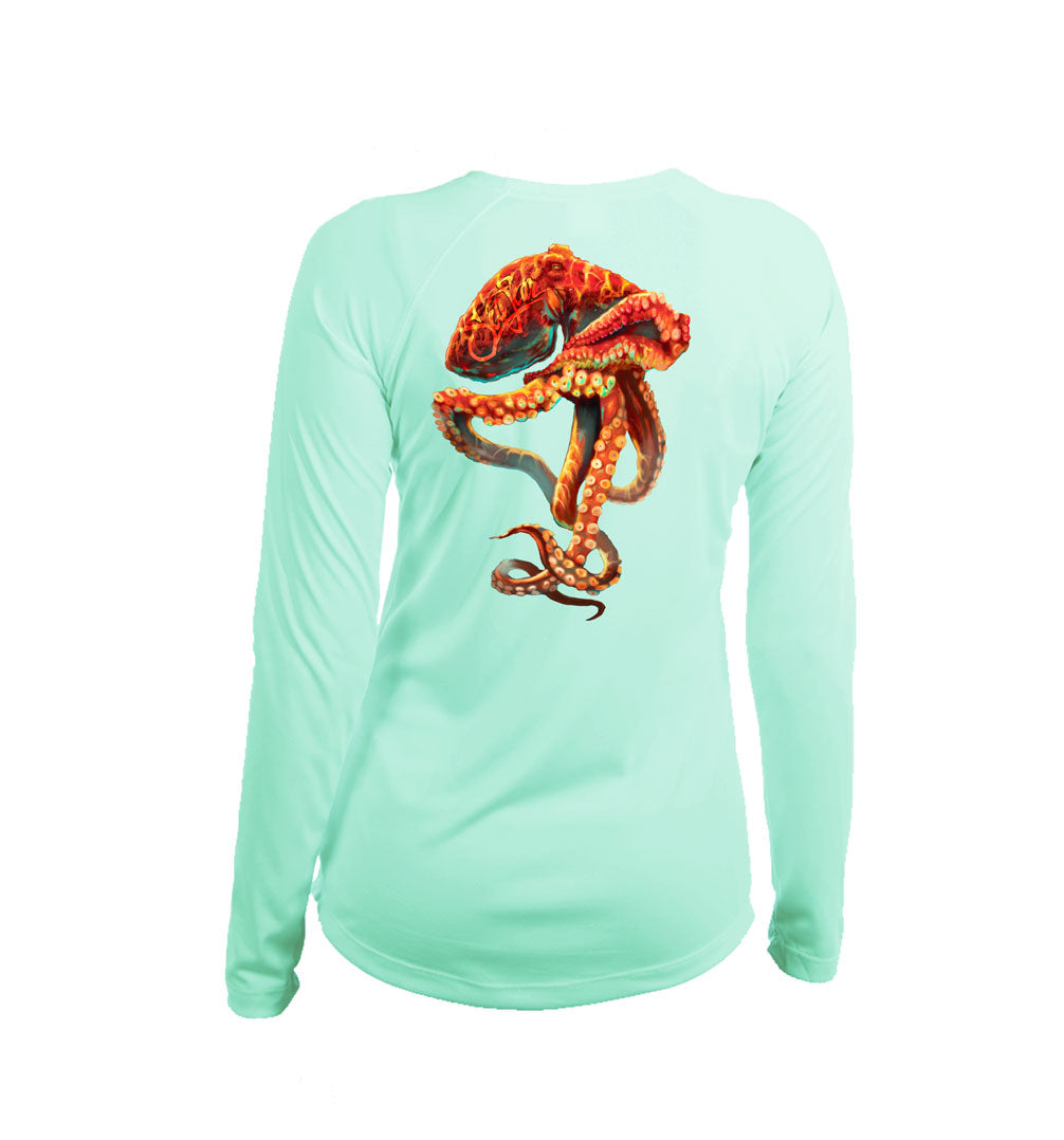 Orange Octo V-Neck Performance Tee