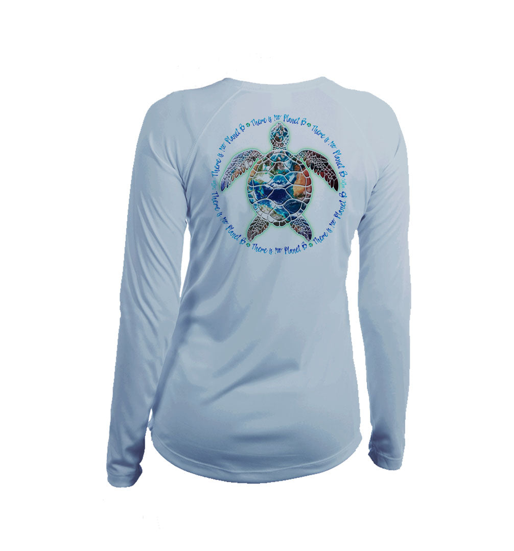 Turtle Planet B Long Sleeve V-Neck Performance Tee