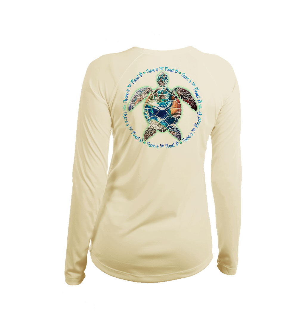 Turtle Planet B Long Sleeve V-Neck Performance Tee