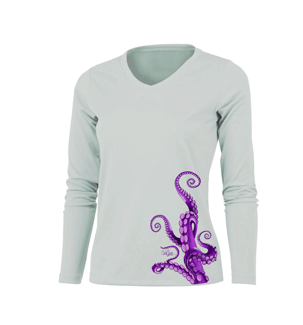 Octo Legs Purple V-Neck Performance Tee