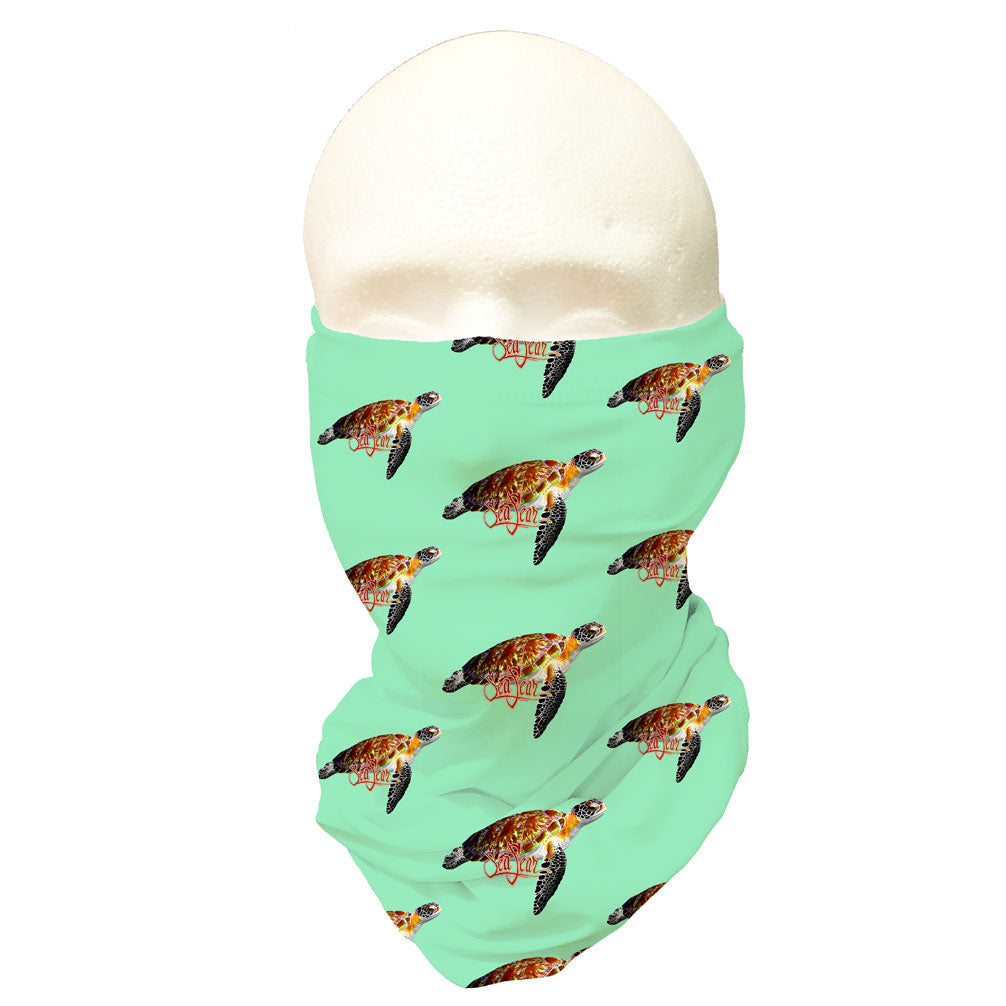 Sea Fear Sea Turtle Multi-Wear Sun Gaiter in sea grass, UPF 50+ sun protection neck gaiter