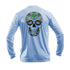 Sugar Skull Long Sleeve Performance Tee in Arctic Blue – Sea Fear UPF 50+ apparel