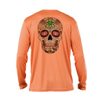 Sugar Skull Long Sleeve Performance Tee in Citrus – Sea Fear UPF 50+ apparel