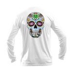 Sugar Skull Long Sleeve Performance Tee in White – Sea Fear UPF 50+ apparel