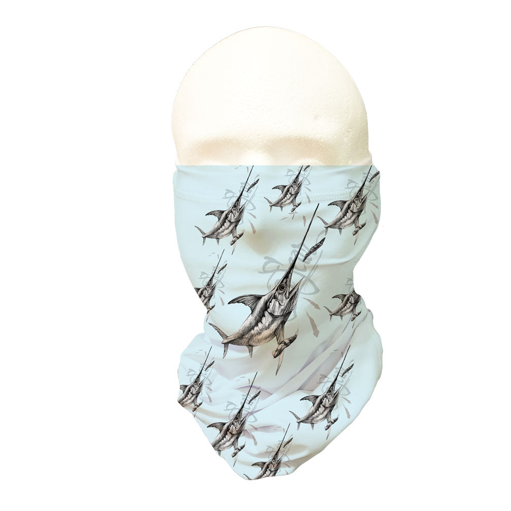 Sea Fear Swordfish Multi-Wear Sun Gaiter in arctic blue, UPF 50+ sun protection neck gaiter
