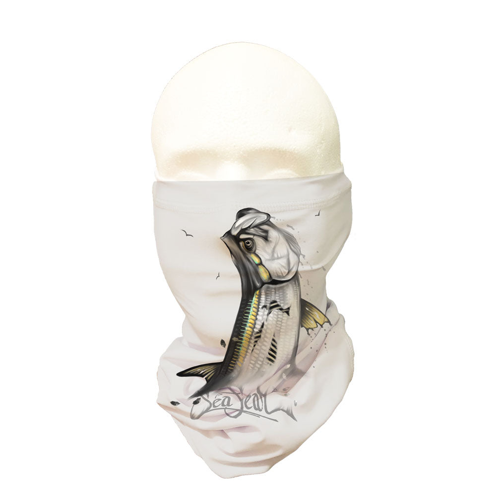Sea Fear Tarpon Gold Multi-Wear Sun Gaiter in gray, UPF 50+ sun protection neck gaiter