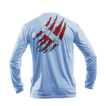 Torn Flag Long Sleeve Performance Tee in Arctic Blue – Sea Fear UPF 50+ apparel
