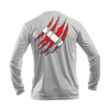 Torn Flag Long Sleeve Performance Tee in Gray – Sea Fear UPF 50+ apparel