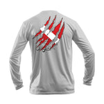 Torn Flag Long Sleeve Performance Tee in Gray – Sea Fear UPF 50+ apparel