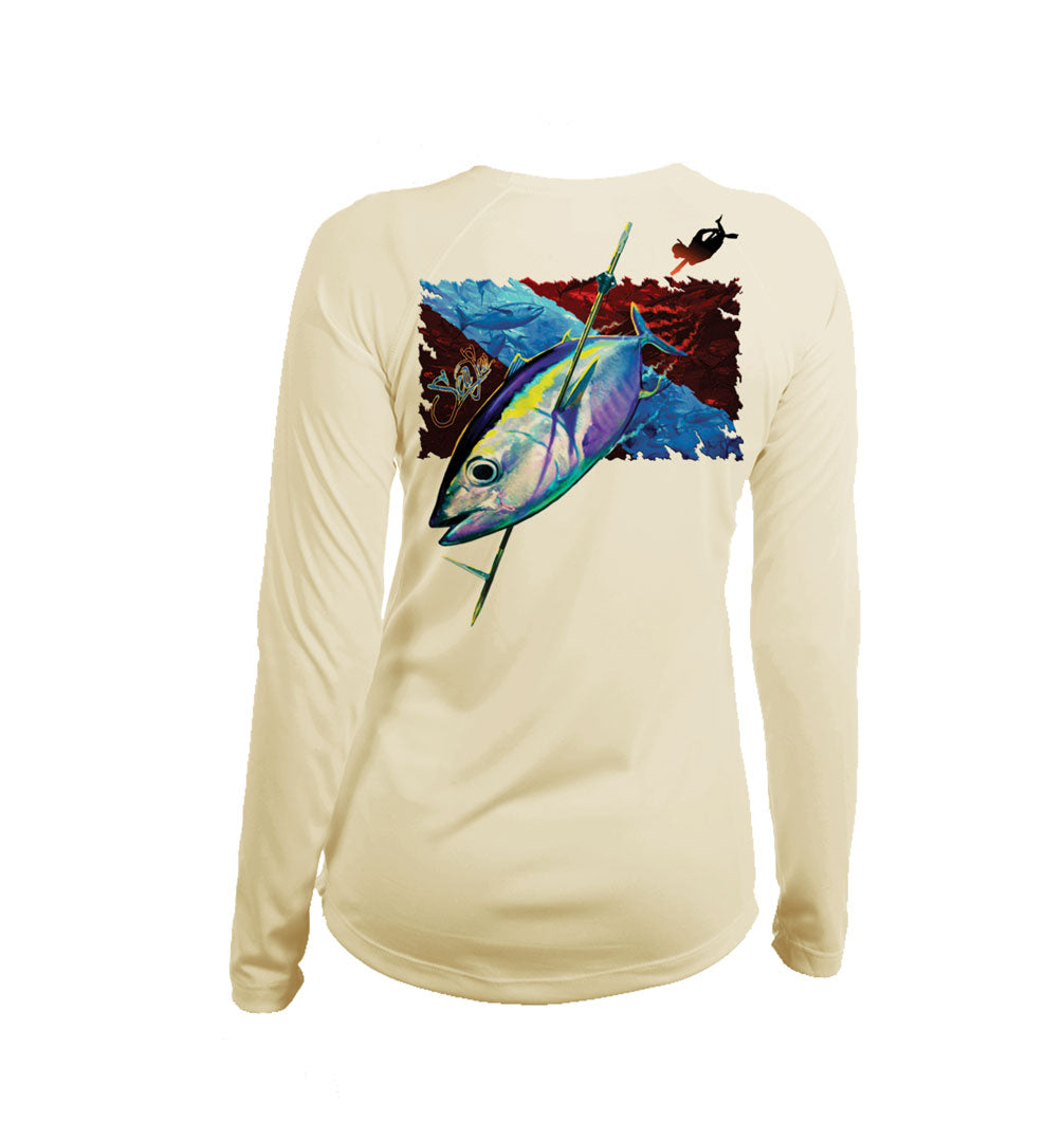 Tuna Dive Flag Long Sleeve V-Neck Performance Tee